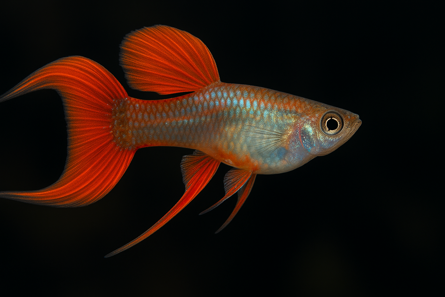 Red Lyretail Guppy
