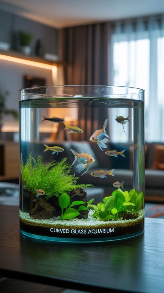 curved glass aquarium