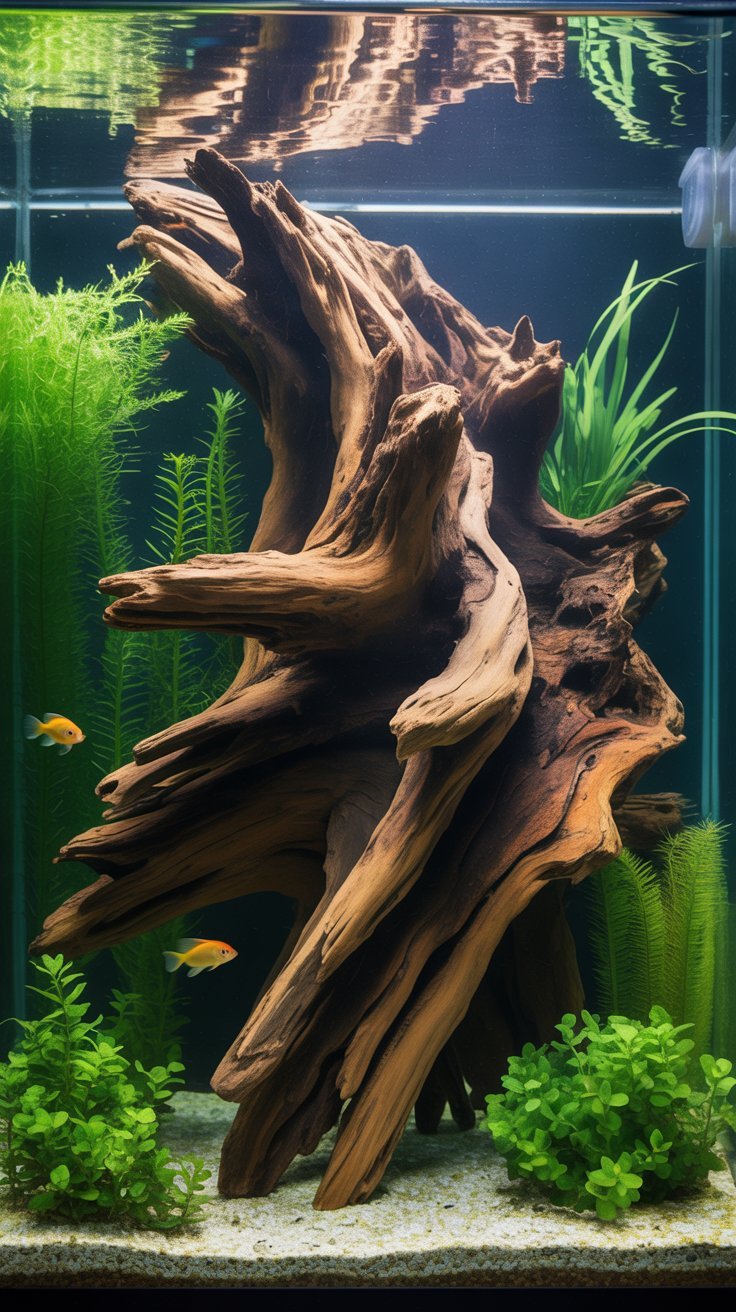 Driftwood Aquarium Decorations And Goldfish Behavior photo